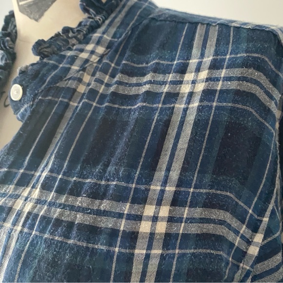Nili Lotan Vivian Plaid Button Down in Navy White - Large - Picture 7 of 15